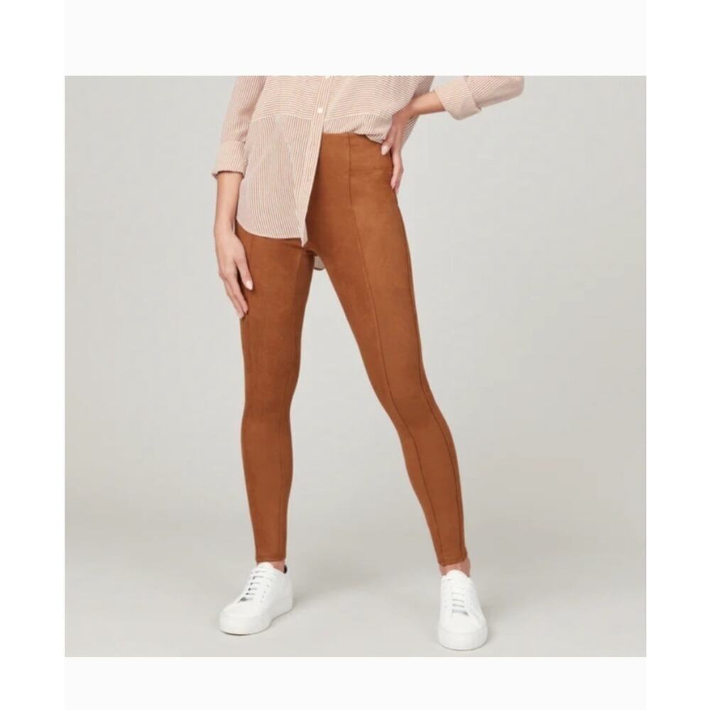 Spanx Faux Suede Pull On Women's Pants in Rich Caramel Size: M
